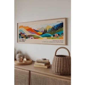 Tablou decorativ Re-Bloom, model peisaj, MDF/lemn masiv, multicolor, 50 x 120 cm - Img 3