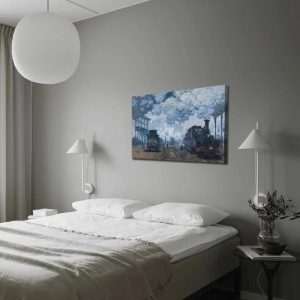 Tablou decorativ Re-Bloom, model trenuri, lemn/panza, multicolor, 70 x 100 cm - Img 2