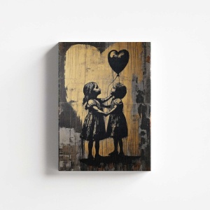 Tablou decorativ Re-Bloom, panza/lemn, auriu/gri, 60 x 90 cm - Img 1