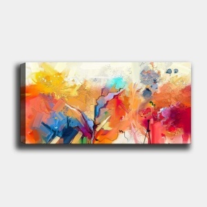Tablou decorativ Re-Bloom, panza/lemn, multicolor, 50 x 120 cm