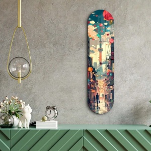 Tablou decorativ Re-Bloom, sticla securizata, multicolor, 20 x 80 cm - Img 2