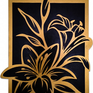 Tablou TOPYAB, lemn, negru/auriu, 33 x 43 cm