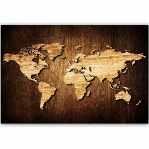 Tablou Wooden World Map, 60 x 90 cm