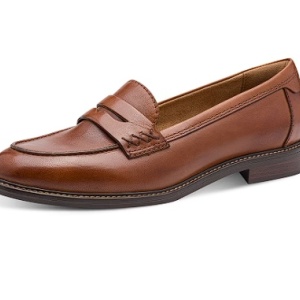 Tamaris, Pantofi loafer uni din piele, Maro scortisoara, 38, Resigilat, Grad A