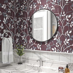 Tapet ReWallpaper, model floral, vinil, alb/gri/negru, 44,5 x 300 cm