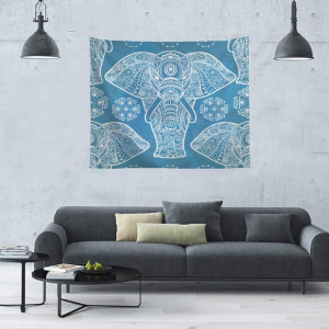 Tapiserie de perete TOKYMOON, textil, albastru/alb, 230 x 150 cm - Img 4