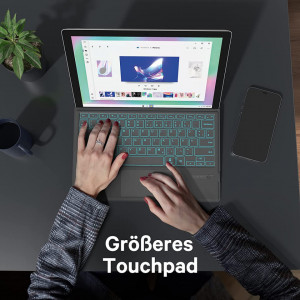Tastatura magnetica Earto, touchpad inteligent, Bluetooth 5.1, gri, 7 culori iluminare, Surface Pro 7+/7/6/5/4/3 - Img 5