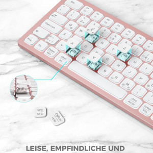 Tastatură retroiluminata wireless ASHU, bluetooth, 1600 mAh, roz, 42,6 x 12,1 x 1,2 cm 