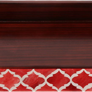 Tava decorativa Handicrafts, lemn/rasina, rosu/alb/maro, 25 x 15 cm - Img 5
