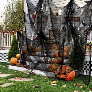 Tesatura decorativa de Halloween RHYUUI, negru, bumbac, 800 x 200 cm - Img 1