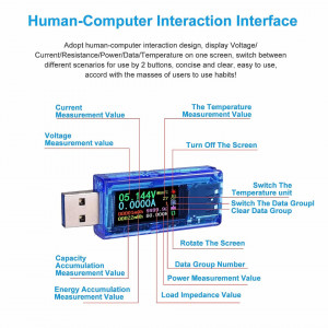 Tester de tensiune USB DIFCUL, metal/plastic, albastru/argintiu, 64 x 22 x 11 mm - Img 6