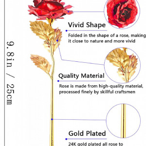 Trandafir Beferr, rosu/auriu, plastic, 25 cm - Img 5