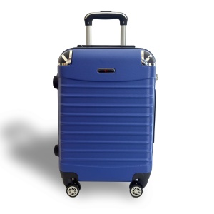 Troler cabina policarbonat, Rorik® Adventure, 20 inch, 35 L, Mic/S 55x35x20 cm, bagaj de mana, valiza fermoar cifru antifurt, roti duble 360°, geamantan maner telescopic, Albastru, Resigilat, Grad A
