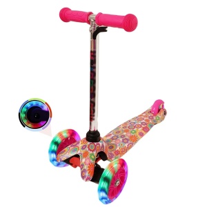 Trotineta cu 3 roti si luminite multicolore, Roz, PC 54-A - Img 4