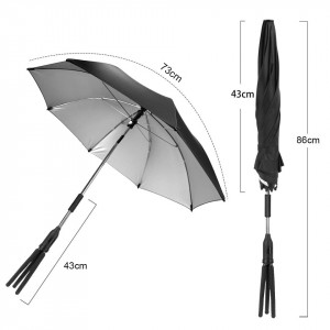 Umbrela pentru carucior RIOGOO, negru, UV 50+, 86 X 73 cm - Img 4