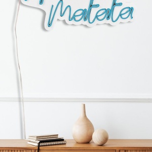 Wallity decor de perete neon LED, plastic/spuma PVC, 47x29x2 cm, 12V CC, adaptor inclus, cablu 375 cm, 19.656W, IP67, alb/albastru - Verificat A · Re-Bloom - Img 3