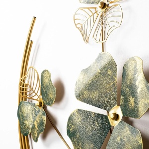 Wallxpert accesoriu decorativ perete, metal 100%, 50x50x5 cm, pictat manual, verde/auriu - Verificat A · Re-Bloom - Img 5