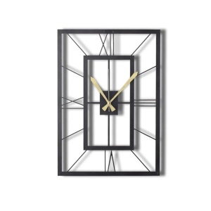 Wallxpert ceas de perete decorativ, metal 100% grosime 2mm, 49x34.5 cm, mecanism AA, negru - Verificat A · Re-Bloom