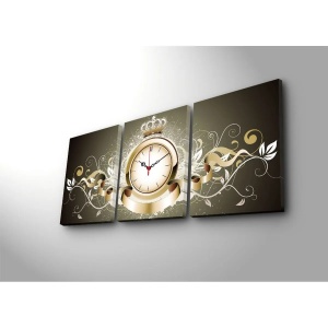 Wallxpert ceas decorativ perete set 3 piese, panza piele caprioara/rama lemn 3cm, 3x30x40 cm, total 96x40 cm, multicolor - Verificat A · Re-Bloom - Img 2