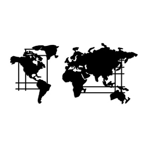 Wallxpert decor de perete din metal, model World Map, 120x56 cm, grosime 1.5mm, 2.23 kg, design modern, negru - Verificat A · Re-Bloom