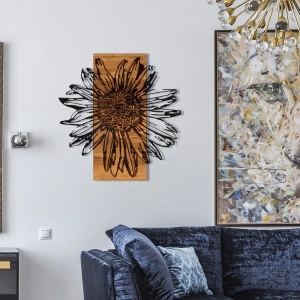 Wallxpert decor de perete metal/lemn, 56x58 cm, metal 1.2mm + cadru lemn 3cm, negru/nuc - Verificat A · Re-Bloom - Img 4
