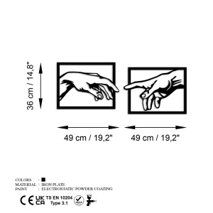 Wallxpert set 2 decoruri de perete metal, 2x36x49 cm, grosime 1.5mm, 1.07 kg, negru - Verificat A · Re-Bloom - Img 4