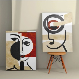 Wallxpert set 2 tablouri decorative canvas, 2x50x70 cm, dimensiune totala 110x70 cm, panza 100%, cadru lemn 100%, multicolor - Verificat A · Re-Bloom - Img 3