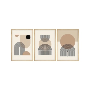 Wallxpert set 3 tablouri decorative cu rama, 3x50x35 cm, MDF 3mm, cadru lemn masiv 2 cm, multicolor - Verificat A · Re-Bloom