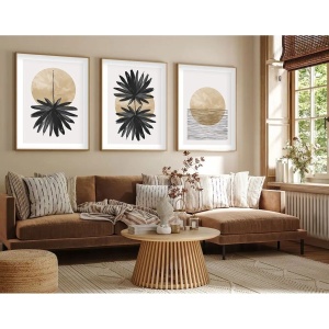 Wallxpert set 3 tablouri decorative cu rama, 3x50x70 cm, MDF 3mm, cadru lemn solid 2.5 cm, multicolor - Verificat A · Re-Bloom - Img 4