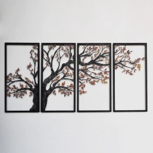 Wallxpert set 4 piese decor de perete 98x48 cm, otel 100% grosime 1.2mm, 1.4 kg, negru - Verificat A · Re-Bloom