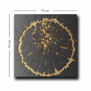 Wallxpert tablou decorativ canvas, 70x70 cm, panza 100% grosime 2.8mm, rama lemn pin 100%, negru/auriu - Verificat A · Re-Bloom - Img 2