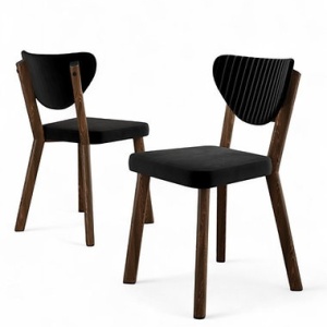 Woody Fashion Arfe set 6 scaune dining 45x46x86 cm, cadru metal, spatar placaj, tapiterie catifea, negru/maro - Verificat A · Re-Bloom