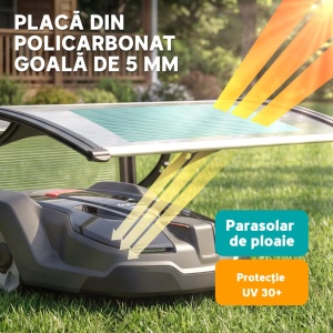 Acoperis exterior pentru masina de tuns iarba Re-Bloom, metal/PC/aluminiu/PP, 100x81x43 cm, impermeabil, protectie UV30+, alb/negru - Verificat A · Re-Bloom - Img 4