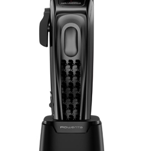 Aparat de tuns Rowenta x Karl Lagerfeld Barber Experience TN155LE0, 6500 rpm, autonomie 150 min, 6 piepteni ficsi 3-6 -9-12-18-25 mm, 6 piepteni fade stanga - dreapta, setare precizie 0.3mm, lame inox, indicator LED, baza de incarcare, Resigilat, Grad A - Img 1