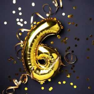 Balon aniversar pentru 6 ani Lagunashop, folie, auriu, 100 cm - Img 4