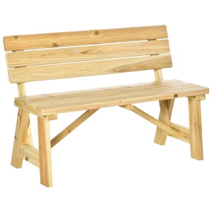 Banca de exterior pentru 2 persoane, lemn de pin, 116x56x80 cm, sezut 116x37cm/inaltime 45cm, capacitate 220kg, lemn natur - Verificat A · Re-Bloom