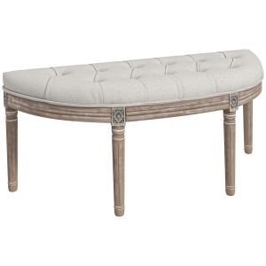 Banca in forma de semiluna Re-Bloom, textil aspect in/lemn hevea/spuma, 110x44x49 cm, sezut 6 cm, picioare 36 cm, 120 kg, crem/maro - Verificat A · Re-Bloom