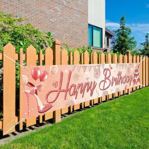 Banner Happy Birthday Onehouse, tesatura, roz, 40 x 210 cm - Img 6