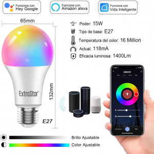 Bec ExtraStar, LED, RGB, metal/plastic, 13,2 x 6,5 cm, 15W - Img 7