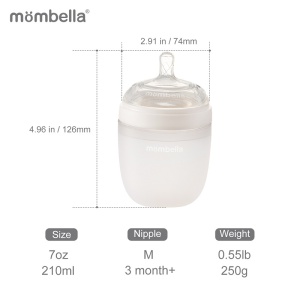 Biberon Anticolici Mombella Breast-Like, 210ml, Tetina M flux mediu, 100% Silicon, Ivory - Img 4