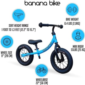 Bicicleta fara pedale Balance Bike, banana bike, 12 inch, varsta 2-5 ani, cadru din aluminiu, albastru, Resigilat, Grad B - Img 3