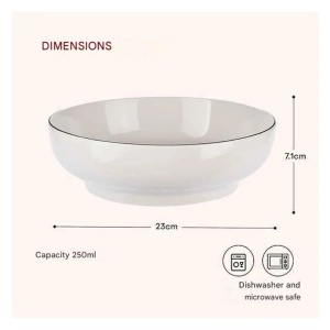 Bol ceramic universal 23x7.1 cm, rezistent la cuptor cu microunde si masina de spalat vase, forma rotunda, bej - Verificat A · Re-Bloom - Img 2