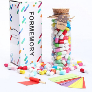 Borcan cu 100 de capsule cu mesaje de iubire Alaiyaky, hartie/sticla, multicolor