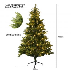 Brad artificial de Craciun The Seasonal Aisle, LED, verde, 122 x 122 x 183 cm