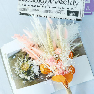 Buchet de pampas CHBOP, flori uscate, multicolor, 30 x 40 cm 