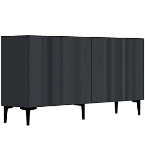 Bufet Corsa 150x32x75 cm, PAL 18mm, 3 compartimente, picioare 15 cm, fixabil perete, antracit - Verificat A · Re-Bloom - Img 2