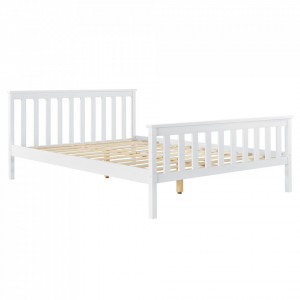 Cadru de pat Ostia din lemn masiv, alb, 208 x 148 x 82cm - Img 1