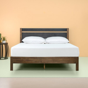 Cadru de pat Prins, lemn masiv, maro/gri, 97 x 140 x 200 cm - Img 4