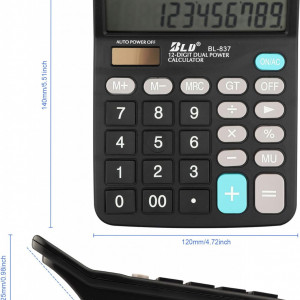 Calculator solar cu 12 cifre KINPLE ABS/plastic, negru, 140 x 120 mm - Img 7