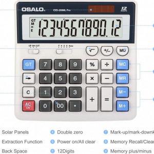 Calculator solar cu 12 cifre Lefancy, ABS/plastic, multicolor, 12,3 cm - Img 2